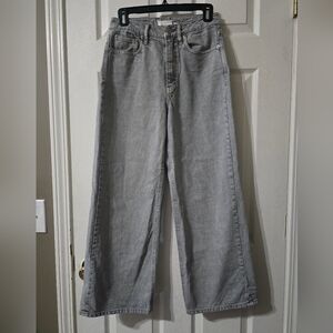 Unpublished + Anthropologie Noemi Wide Leg High Waist Cropped Jeans in Dove, EUC